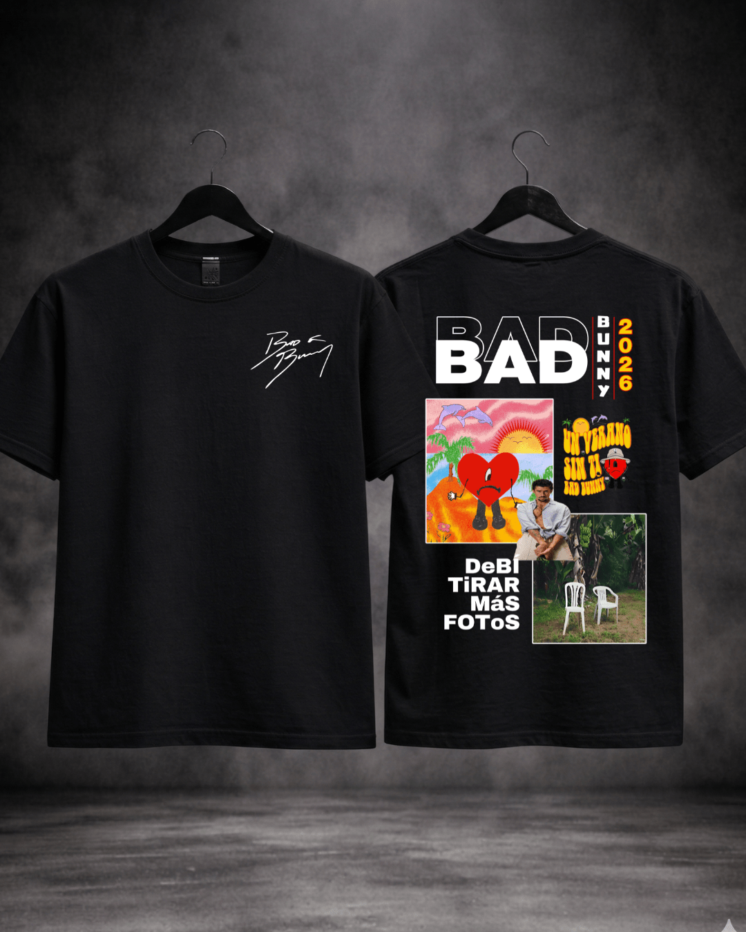 T-shirt Bad Bunny Especial 2026 preta - detalhe da estampa - SuDrops