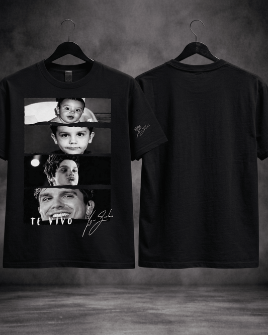 T-shirt Luan Santana Te Vivo preta - detalhe da estampa - SuDrops