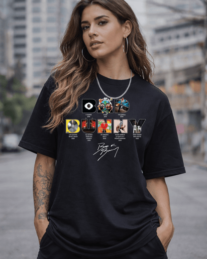 T-shirt Bad Bunny Edição Especial preta com estampa frontal - SuDrops