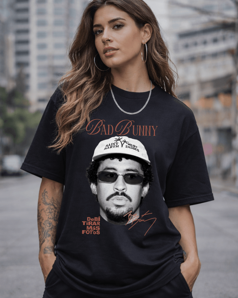 T-shirt Bad Bunny Edição Limitada preta com estampa frontal - Sudrops