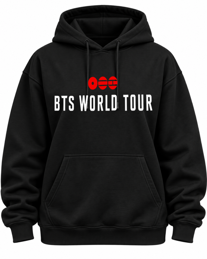 Hoodie BTS World Tour preto - frente com logo BTS World Tour - Sudrops
