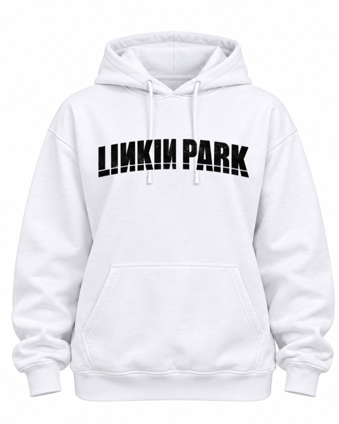 
Hoodie Linkin Park Hybrid Theory branco - frente com lettering Linkin Park a preto - Sudrops