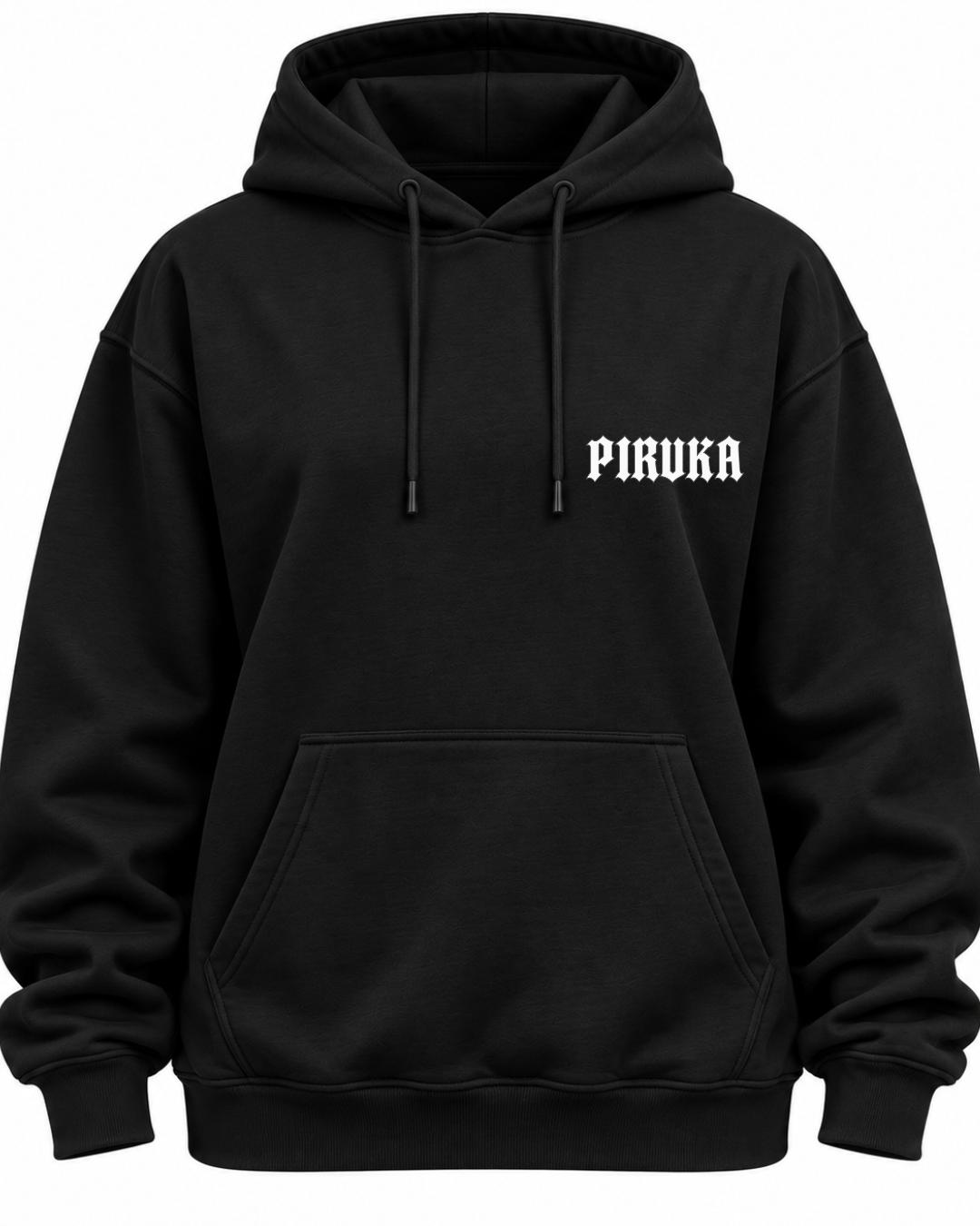 
Hoodie Piruka PRK Edition preto - frente com lettering PIRUKA ao peito - Sudrops