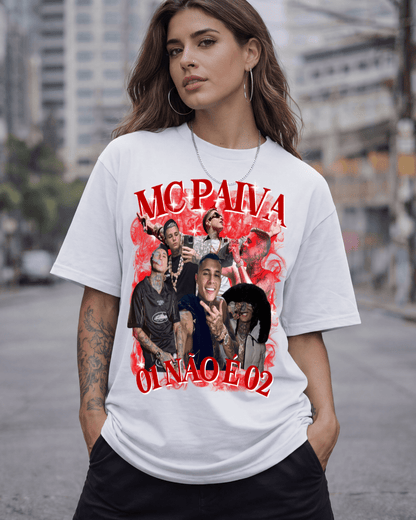 T-shirt Mc Paiva Bootleg Vermelho branca com estampa frontal - SuDrops