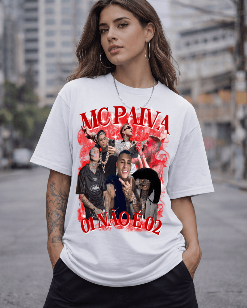 T-shirt Mc Paiva Bootleg Vermelho branca com estampa frontal - Sudrops