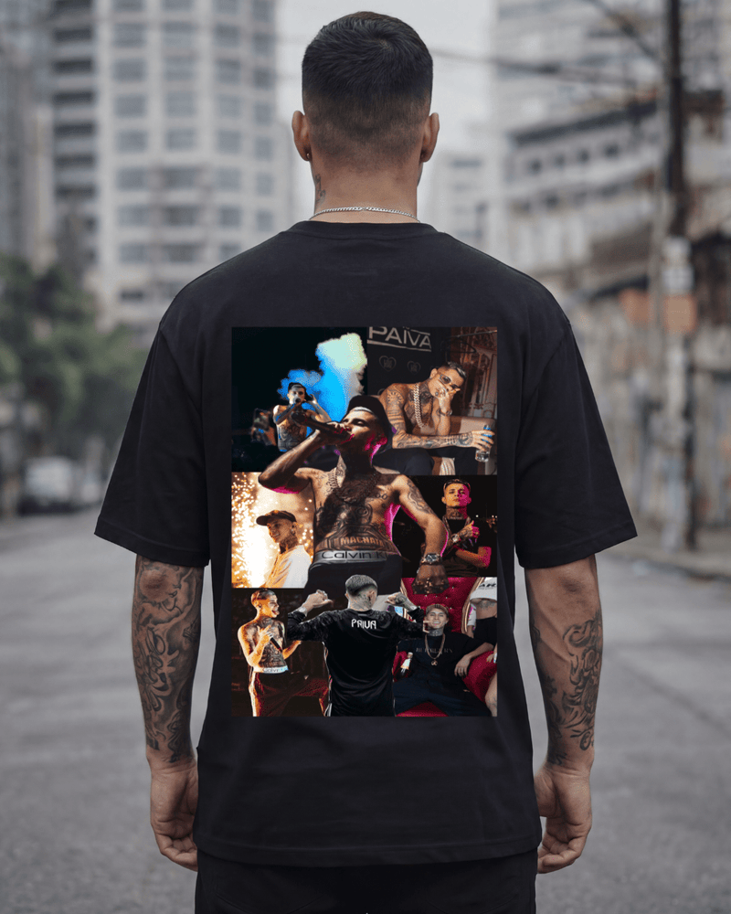 T-shirt Mc Paiva Edição de Fã preta frente e costas v2 - Sudrops