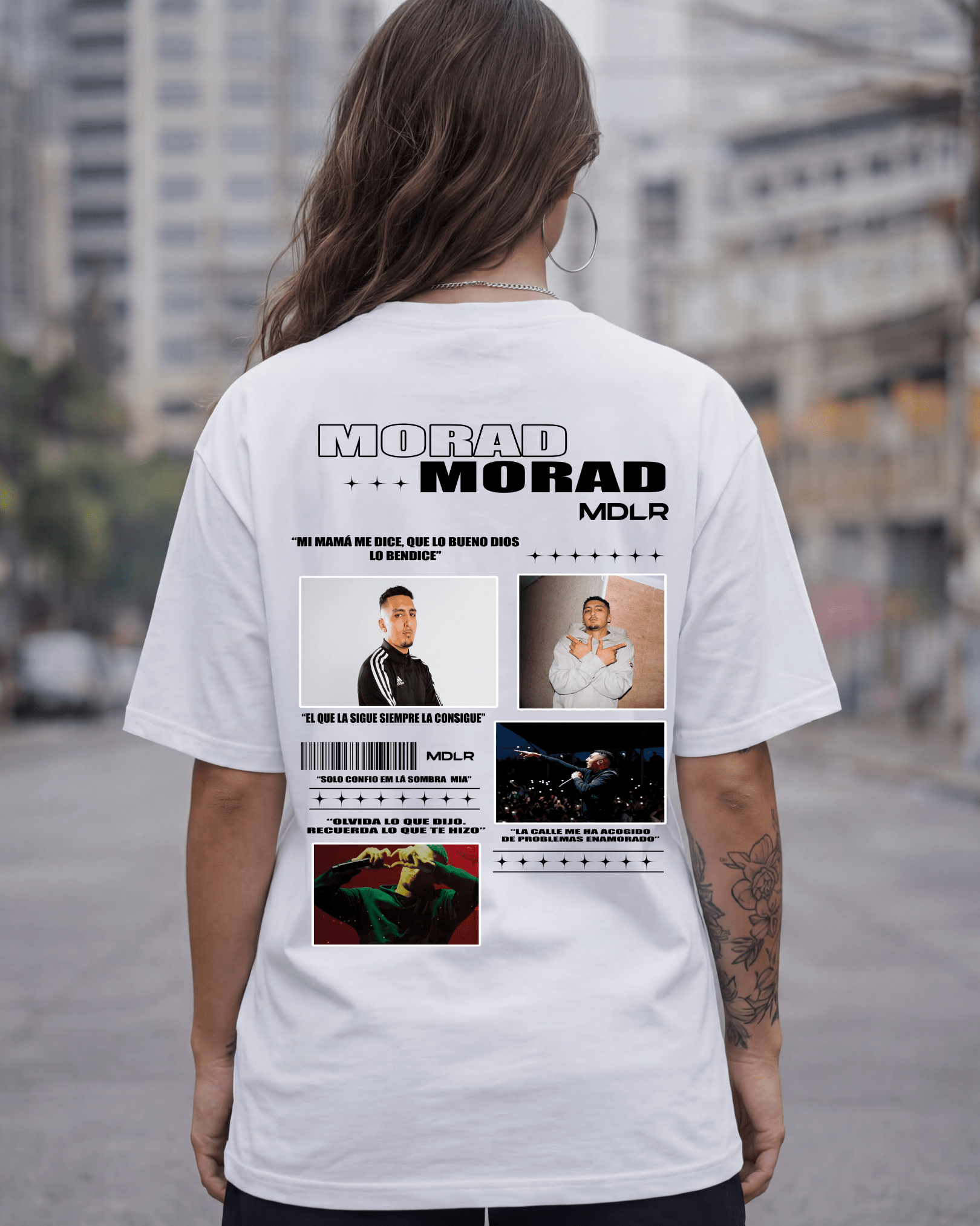 T-shirt Morad Edição de Fã branca frente e costas - SuDrops