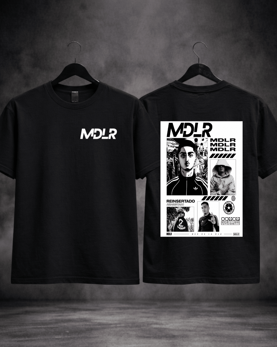T-shirt Morad MDRL preta - detalhe frente e costas - SuDrops
