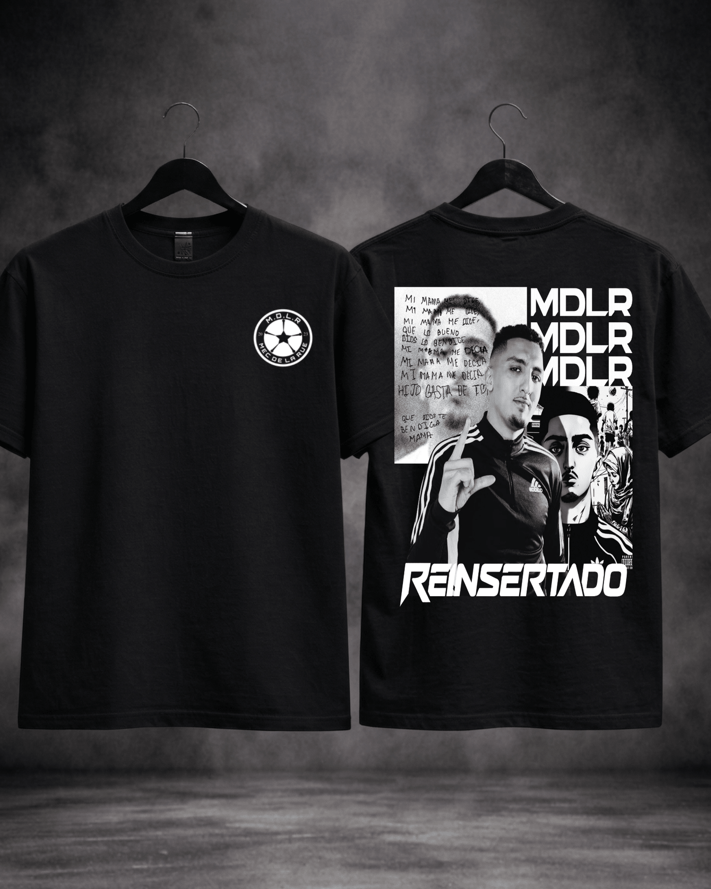 T-shirt Morad Reinsertado preta - detalhe frente e costas - SuDrops