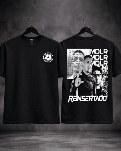T-shirt Morad Reinsertado preta - detalhe frente e costas - SuDrops