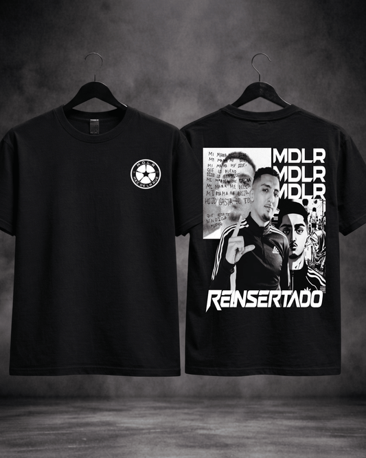 T-shirt Morad Reinsertado preta - detalhe frente e costas - SuDrops