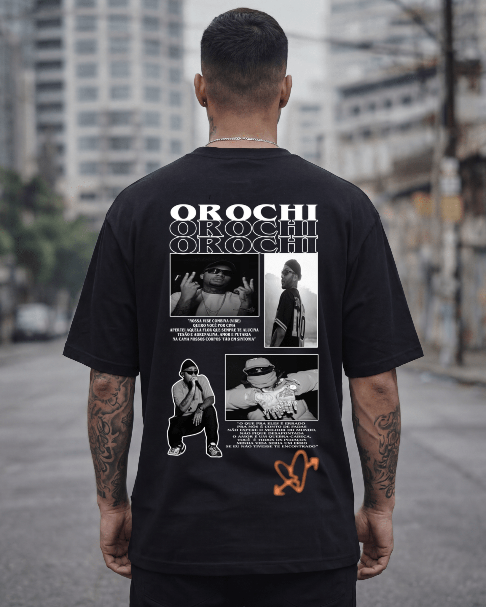 T-shirt Orochi Edição de Fã preta frente e costas - SuDrops