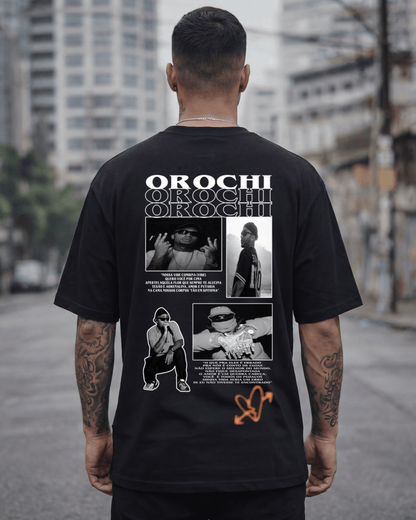 T-shirt Orochi Edição de Fã preta frente e costas - SuDrops