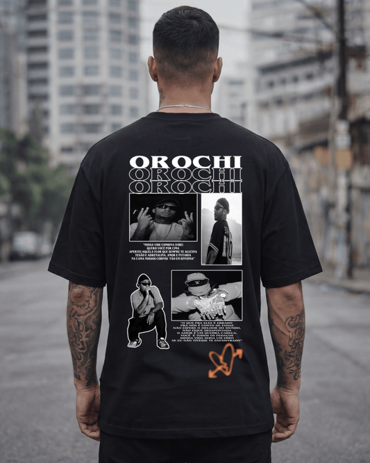 T-shirt Orochi Edição de Fã preta frente e costas - SuDrops