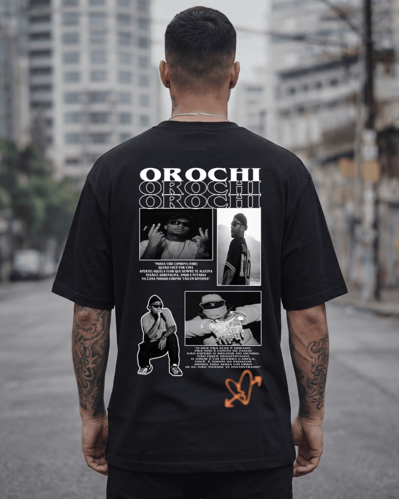 T-shirt Orochi Edição de Fã preta frente e costas - Sudrops