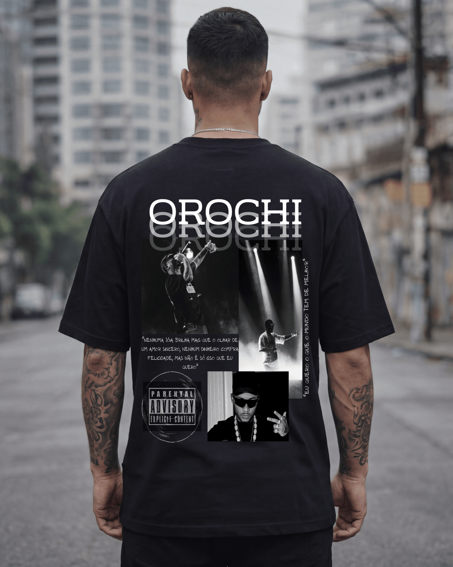 T-shirt Orochi Edição de Fã preta v2 frente e costas - SuDrops