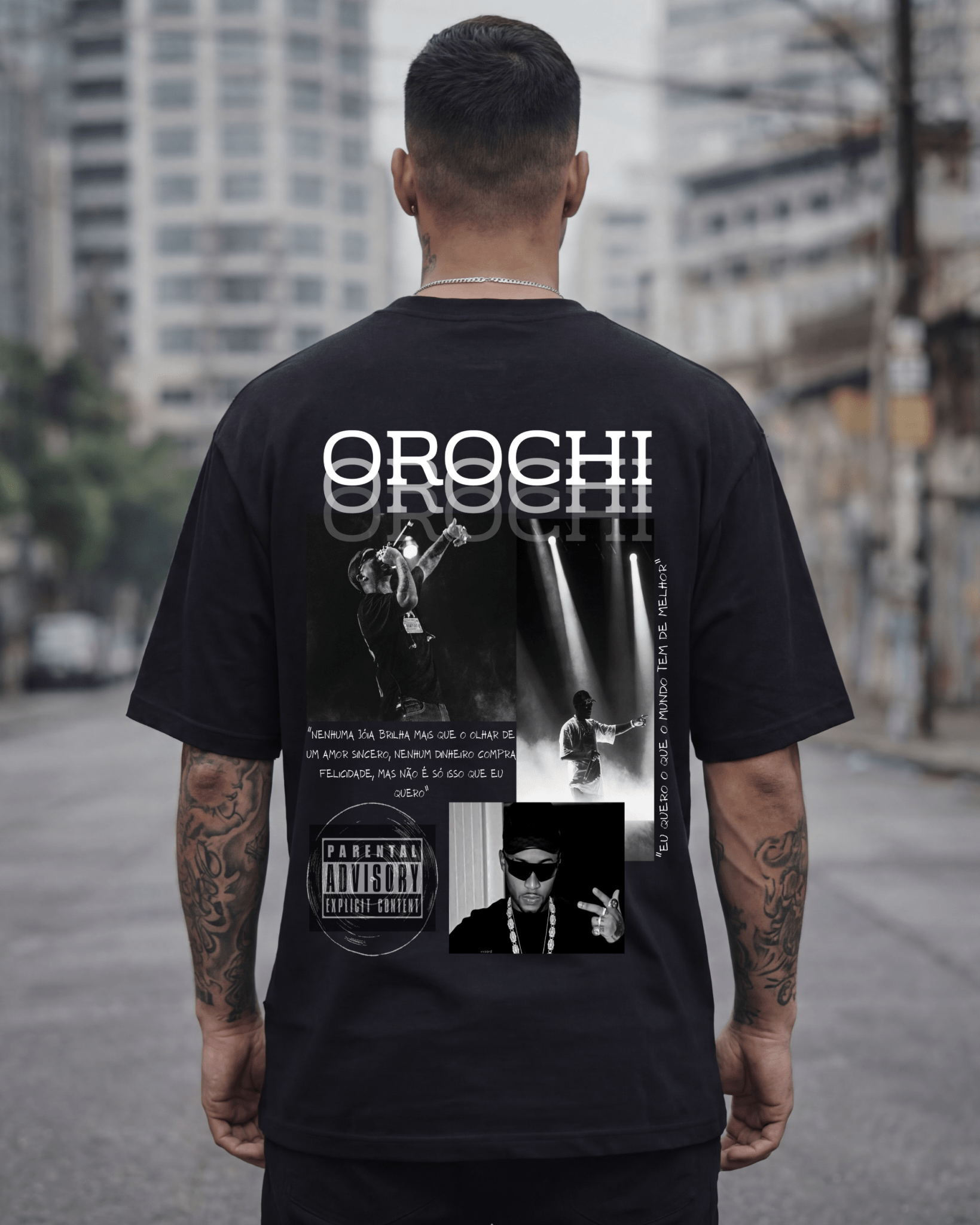 T-shirt Orochi Edição de Fã preta v2 frente e costas - SuDrops