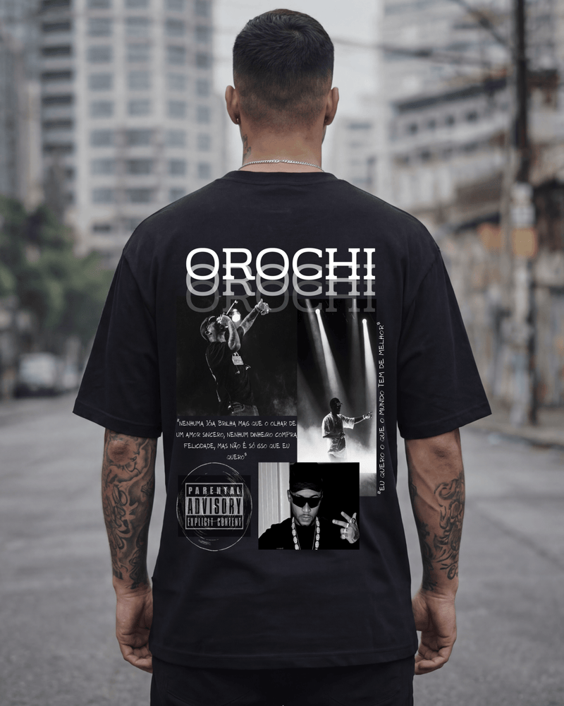 T-shirt Orochi Edição de Fã preta v2 frente e costas - Sudrops
