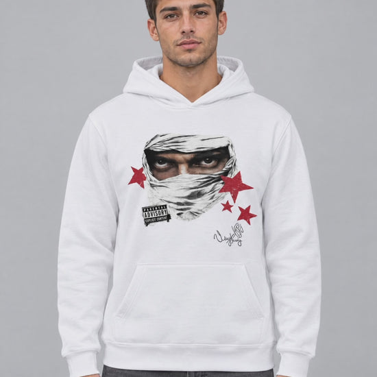 Hoodie Veigh Demónios branco - vídeo frente e costas em modelo - Sudrops
