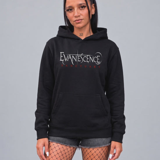 Hoodie Evanescence Who Will You Follow preto - vídeo frente e costas em modelo - Sudrops