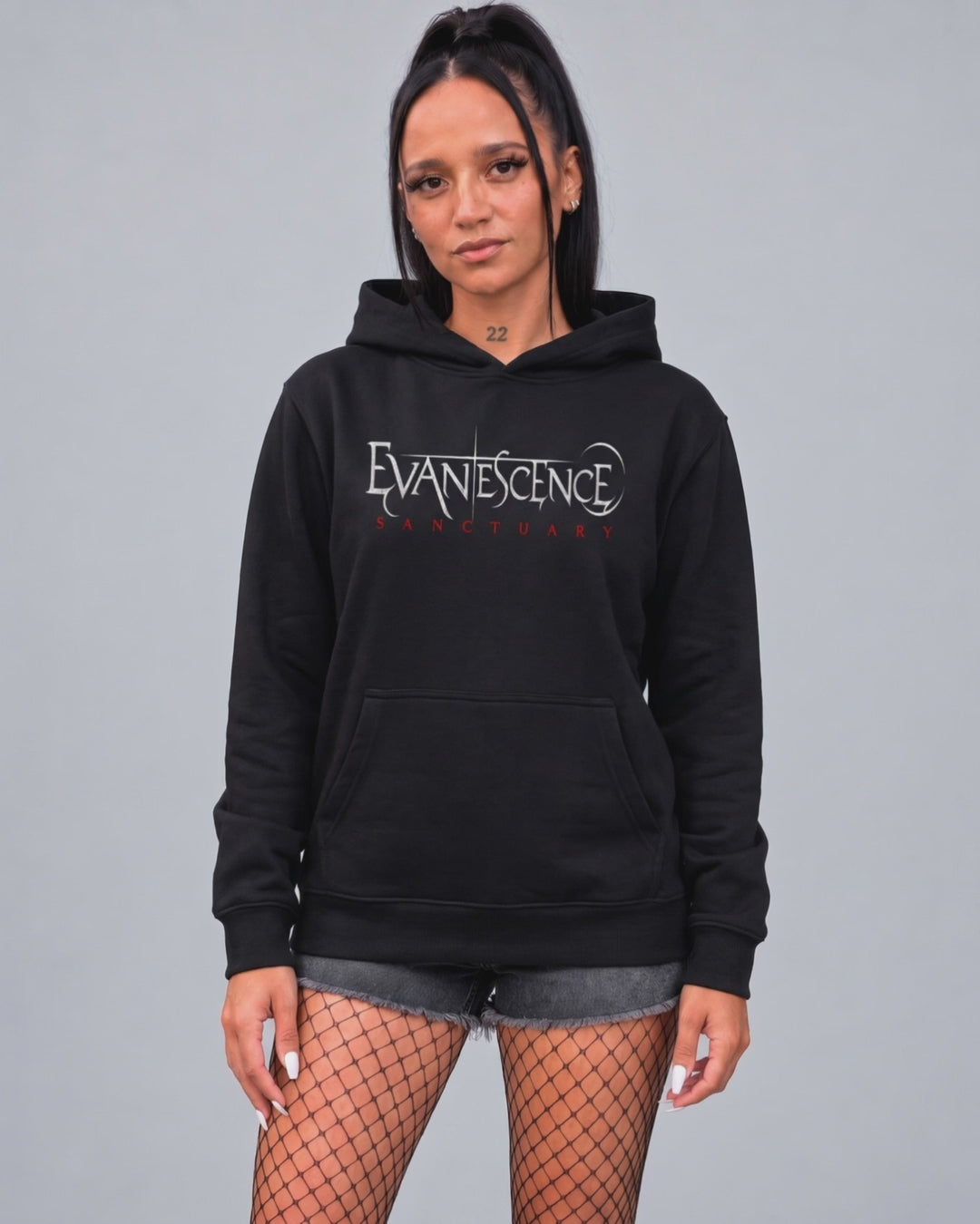 Hoodie Evanescence Who Will You Follow preto - vídeo frente e costas em modelo - Sudrops