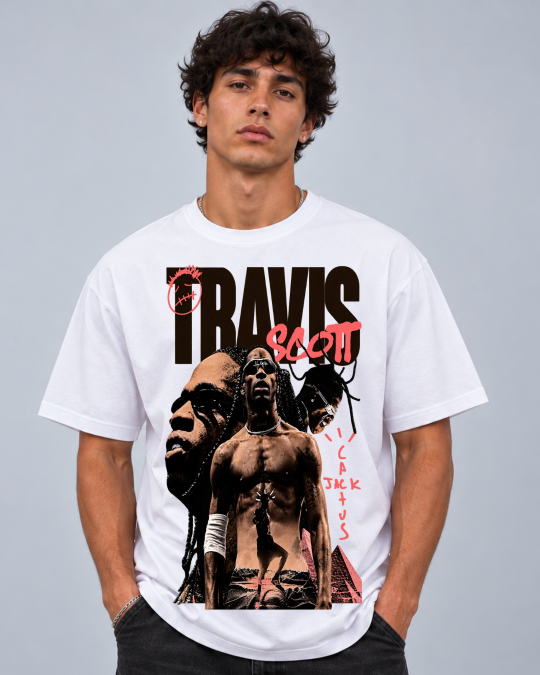 
T-shirt Travis Scott Collage Edition Branca