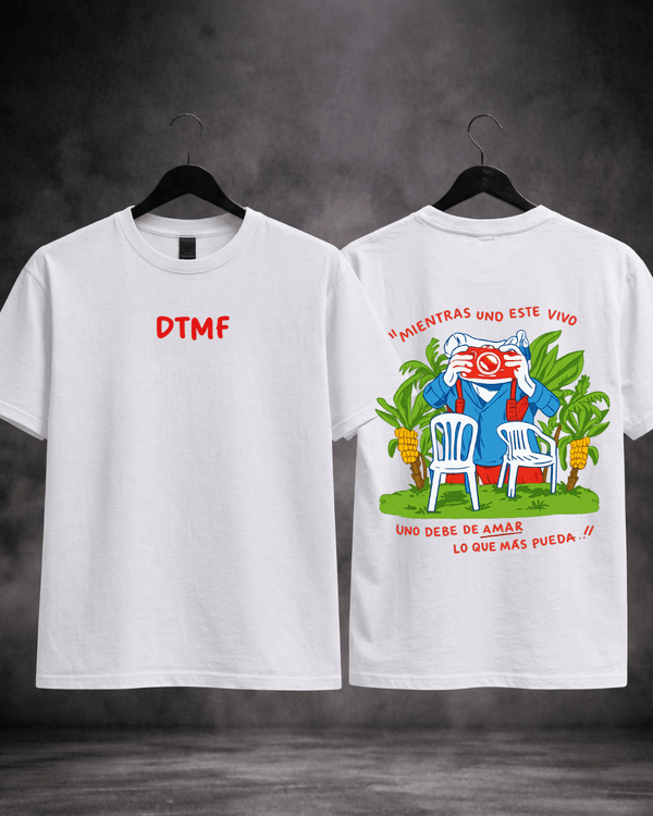 T-Shirt Bad Bunny DTMF Branca Frente e Costas