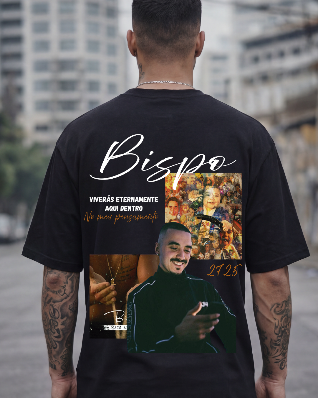 T-Shirt Bispo 2725 preta costas - SuDrops