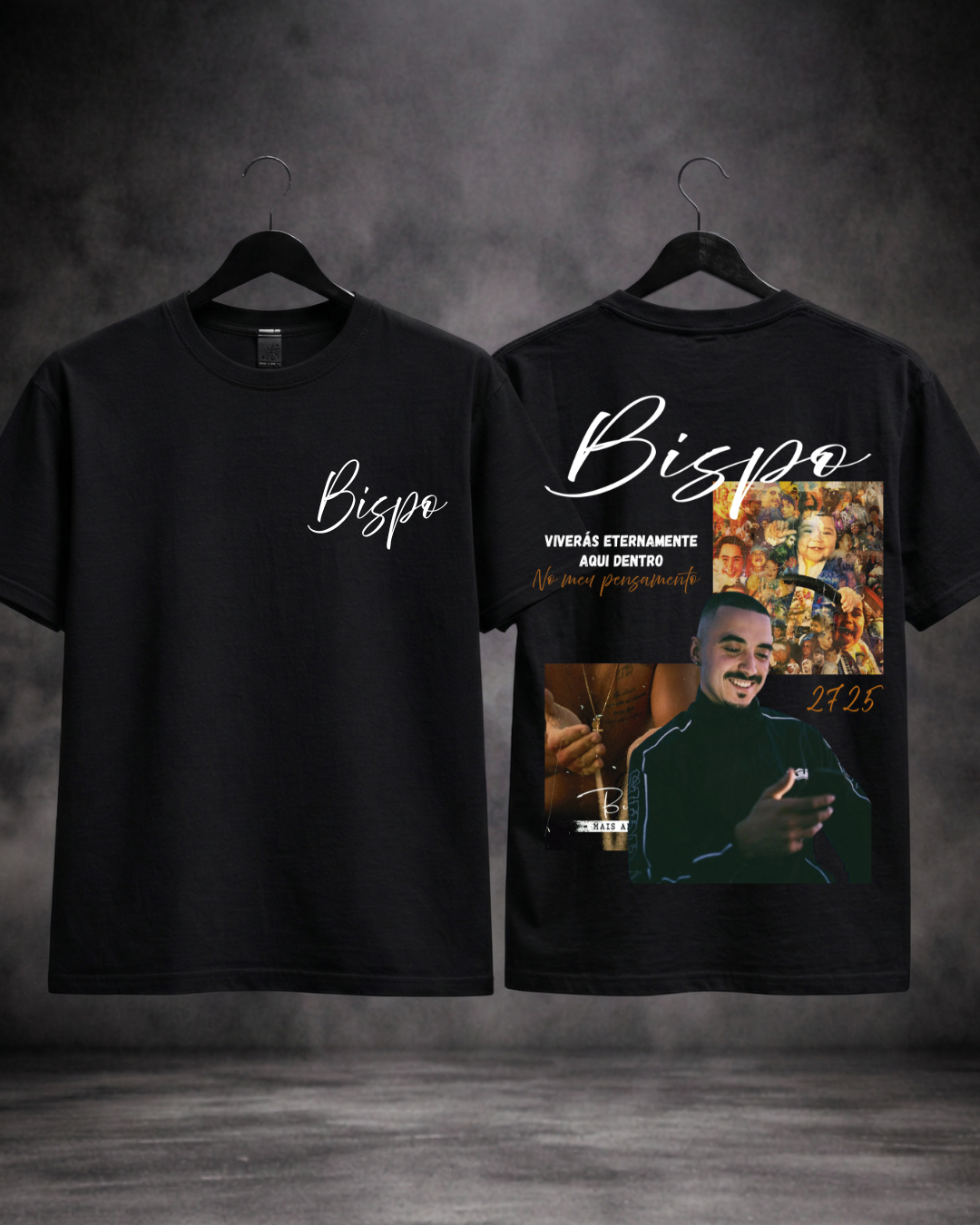 T-Shirt Bispo 2725 preta frente e costas - SuDrops