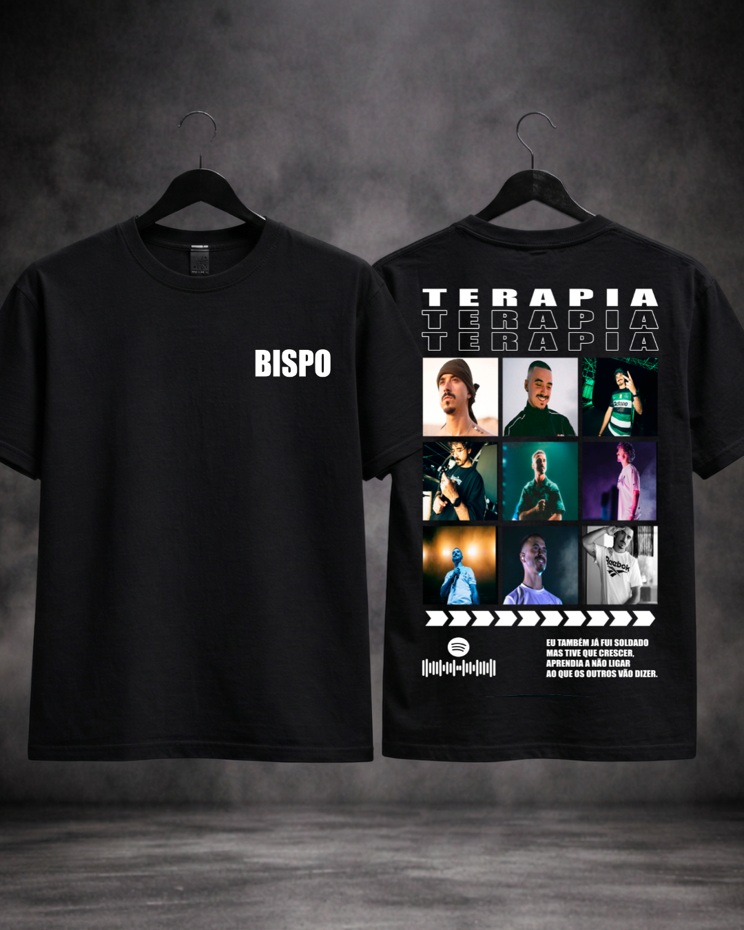 T-Shirt Bispo Terapia preta frente e costas - SuDrops