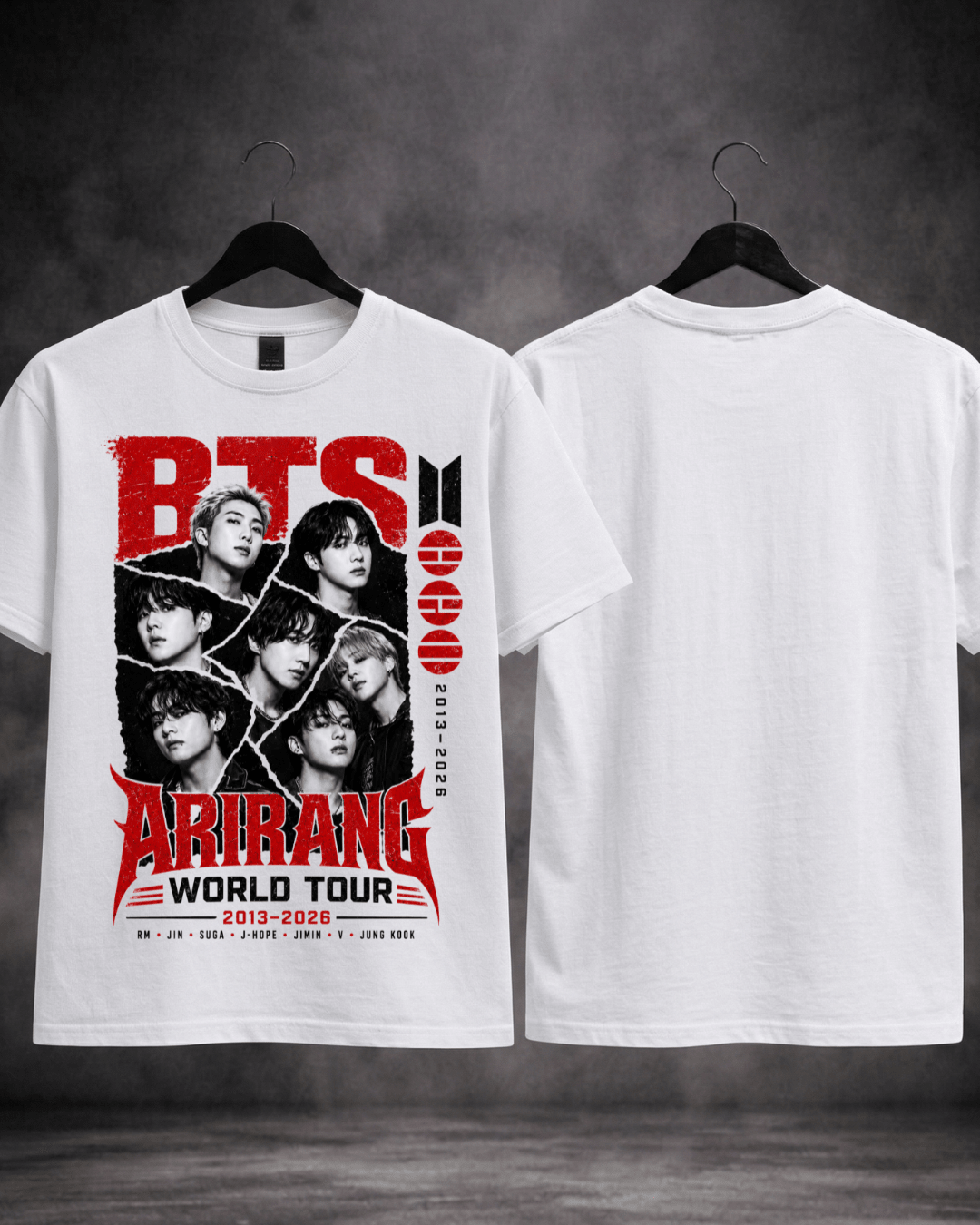 T-Shirt BTS Arirang World Tour 2013 - 2026 Branca - SuDrops