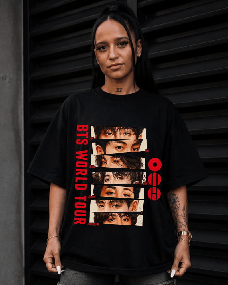 T-shirt BTS World Tour Eyes Edition - mockup principal - Sudrops