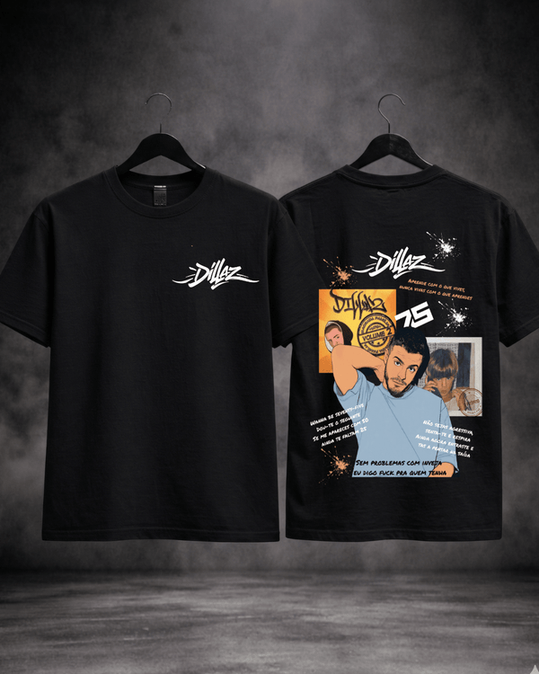 T-Shirt Dillaz 75 Preta Frente e Costas