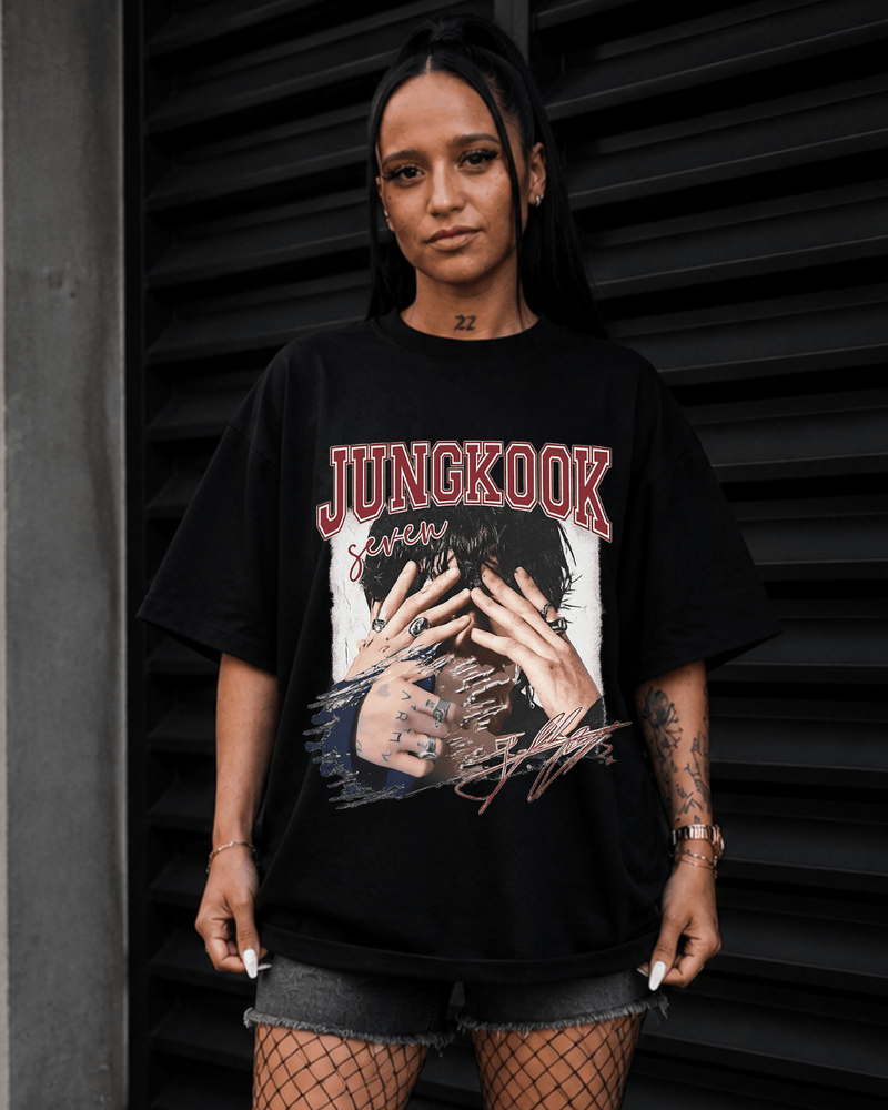 T-shirt Jungkook Seven preta - mockup principal - Sudrops