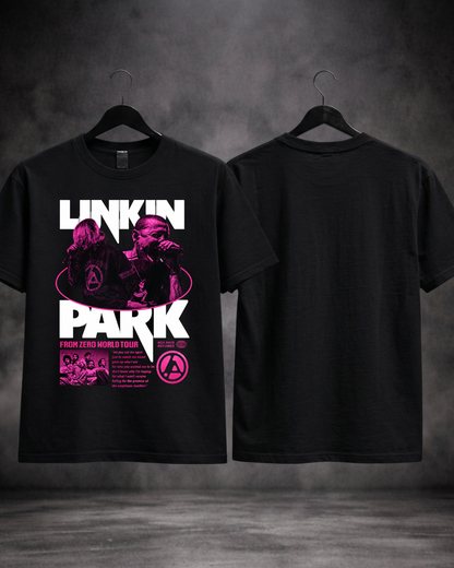 T-shirt Linkin Park Neon From Zero Edition preta frente e costas - SuDrops