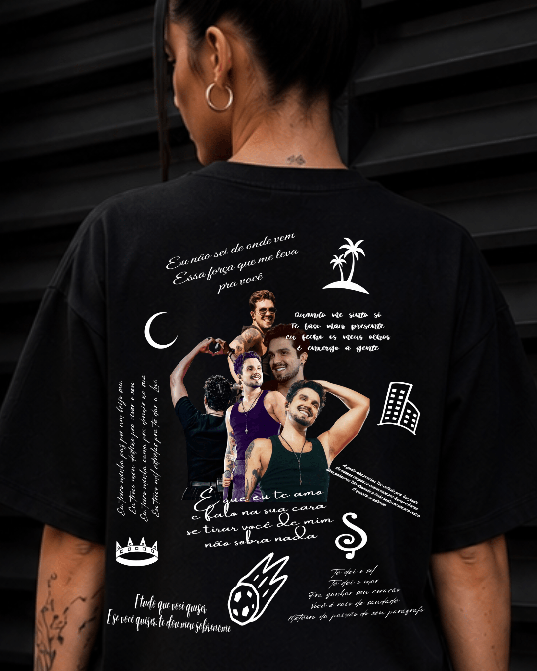 T-Shirt Luan Santana Coroa de Strass Preta - Sudrops