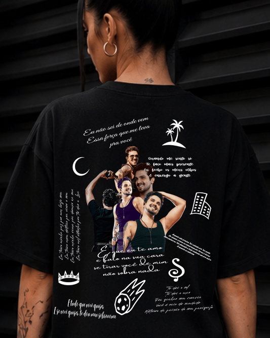 T-Shirt Luan Santana Coroa de Strass Preta - SuDrops