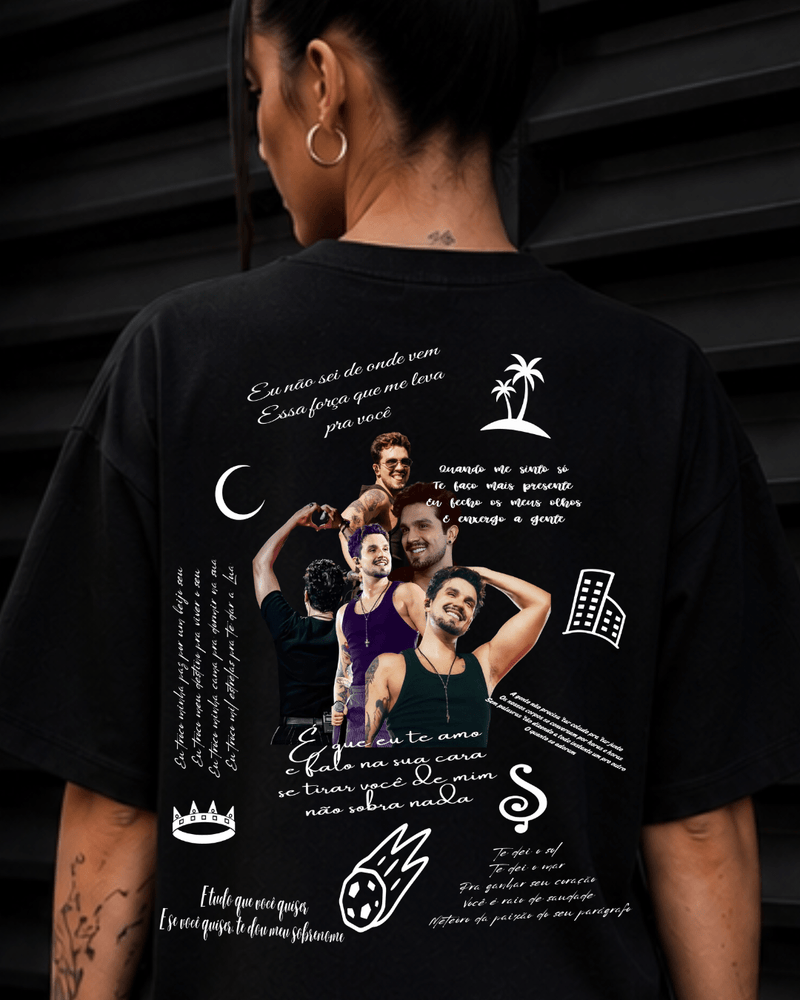 T-Shirt Luan Santana Coroa de Strass Preta - Sudrops