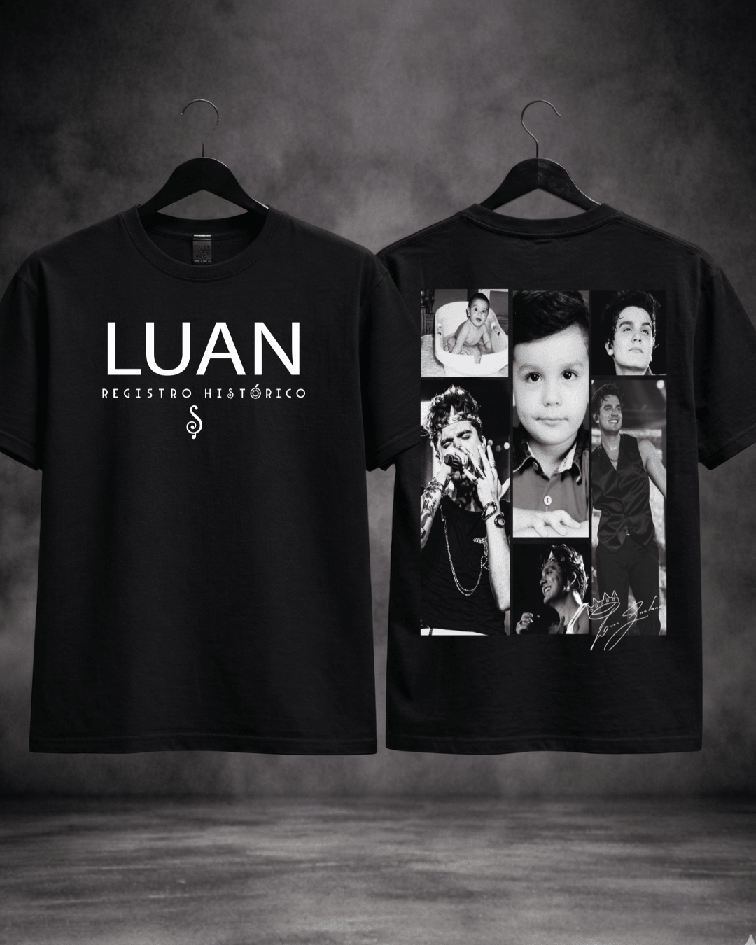 T-shirt Luan Santana Registro Histórico preta - detalhe da estampa - SuDrops