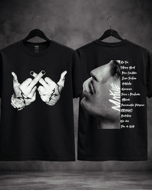 T-shirt Matuê Hands preta - detalhe da estampa - SuDrops