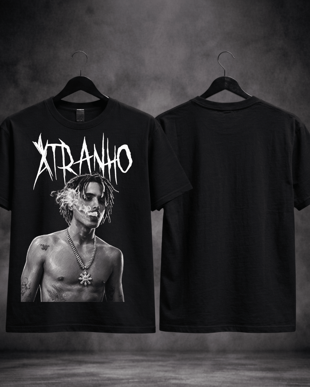 T-shirt Matuê Xtranho preta - detalhe da estampa - SuDrops