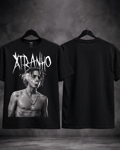 T-shirt Matuê Xtranho preta - detalhe da estampa - SuDrops
