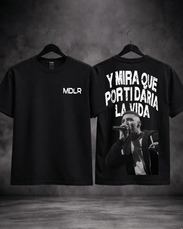 T-Shirt Morad La Vida Preta Frente e Costas