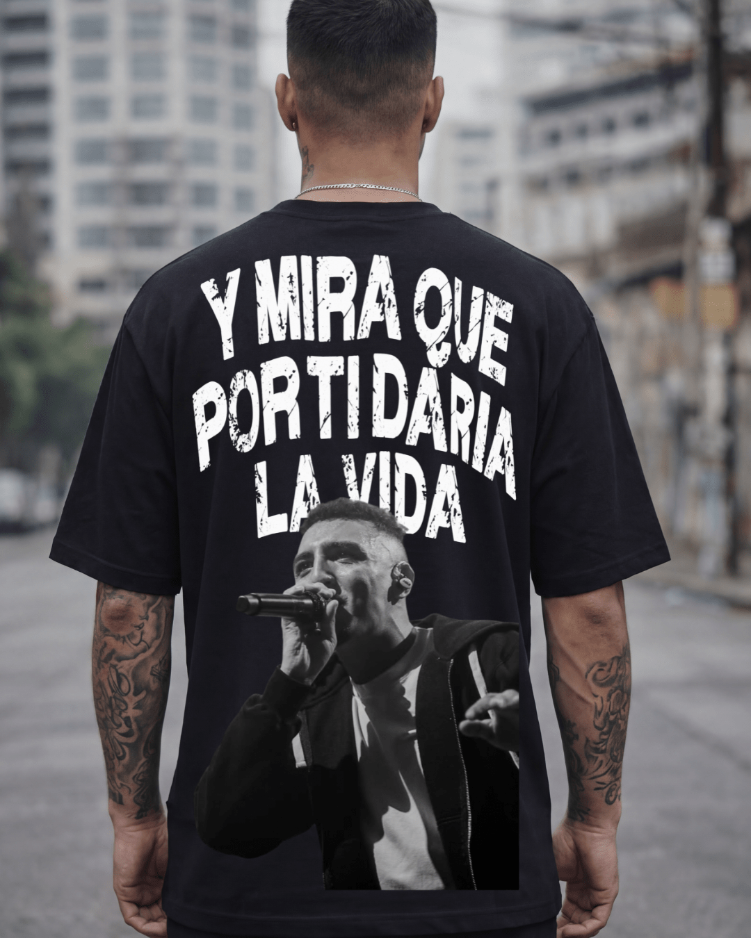 T-Shirt Morad La Vida Preta Frente e Costas - Sudrops