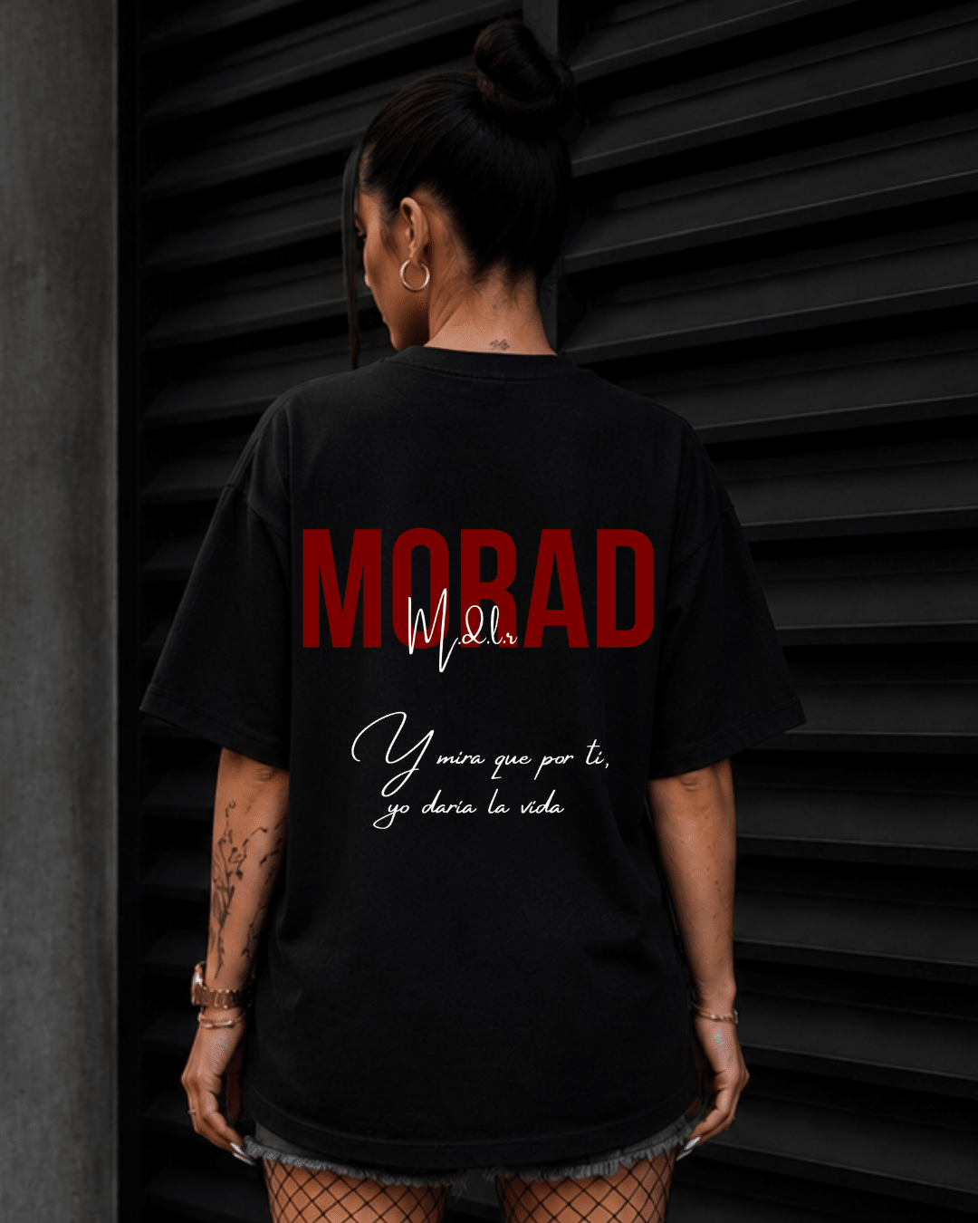 T-shirt Morad MDLR preta frente e costas - mockup principal - SuDrops