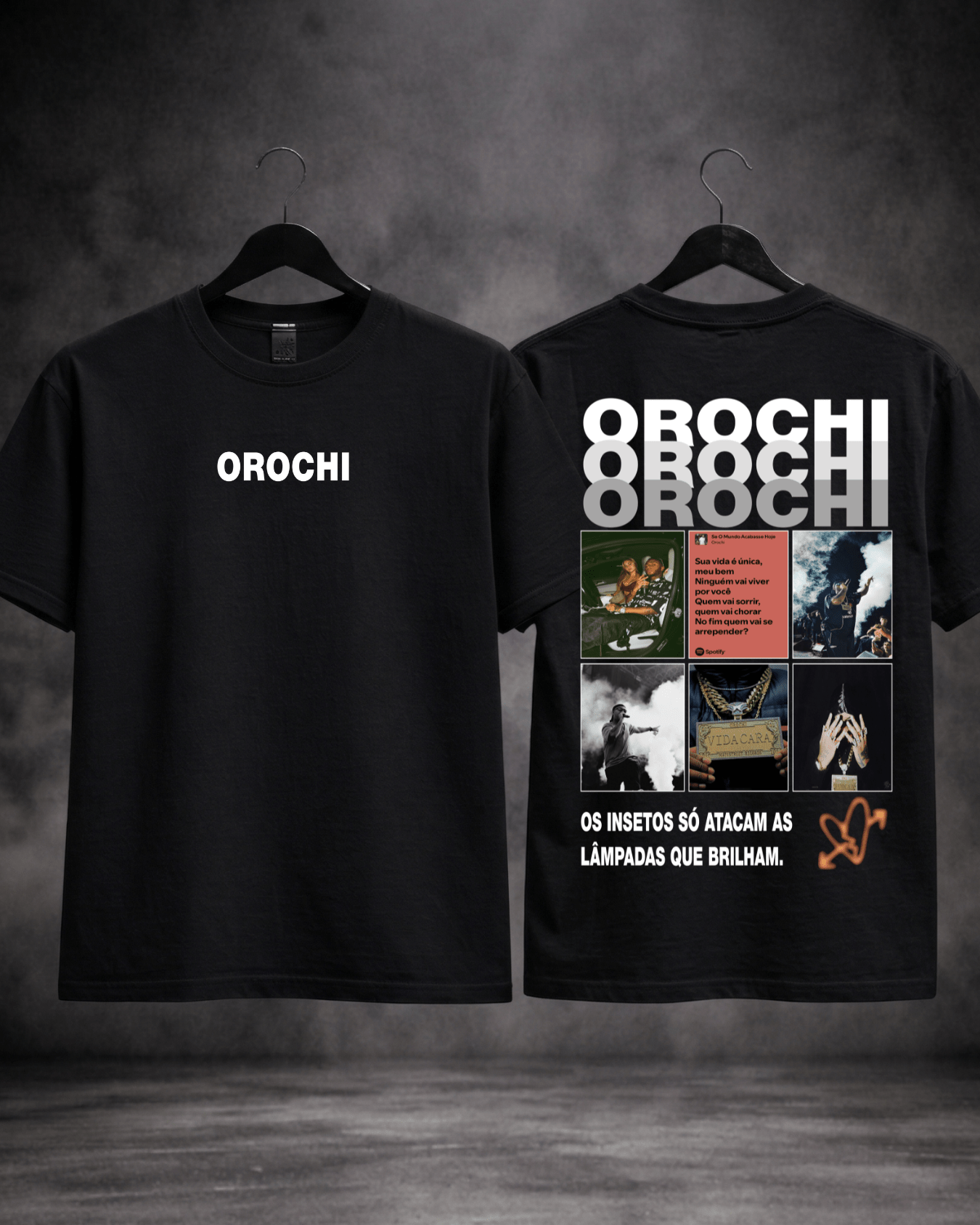 T-shirt Orochi Edição de Fã Limitada preta - detalhe da estampa - SuDrops