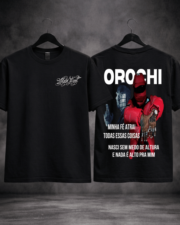 T-Shirt Orochi Nasci Sem Medo de Altura Preta