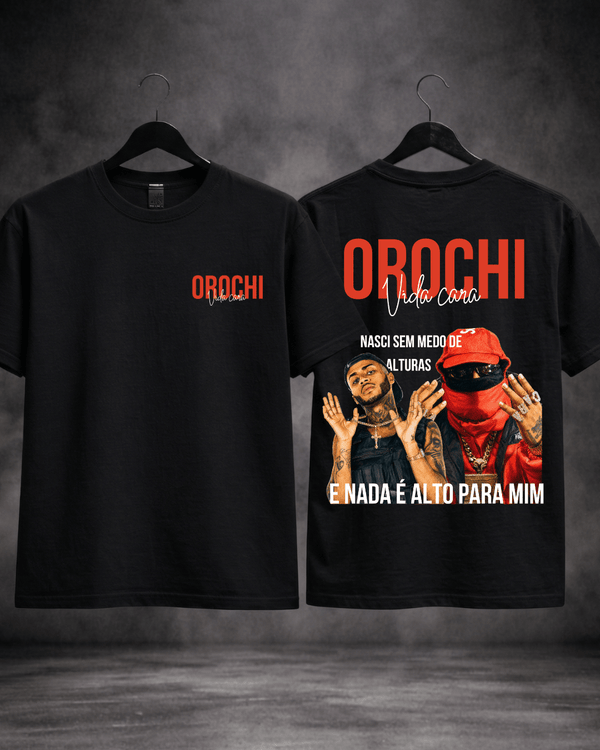 T-Shirt Orochi Vida Cara Preta Frente e Costas