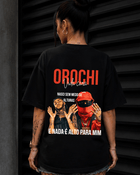T-Shirt Orochi Vida Cara Preta Frente e Costas