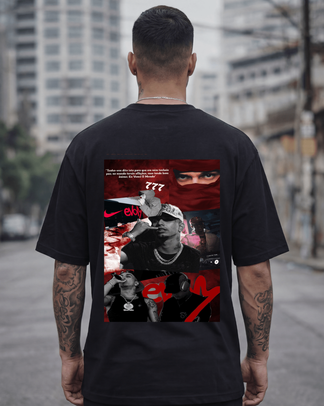 T-shirt Veigh 777 preta frente e costas - mockup principal - SuDrops